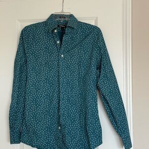 Express Teal Floral Button-Up Shirt
